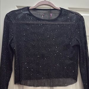 Black Glitter Sheer Top